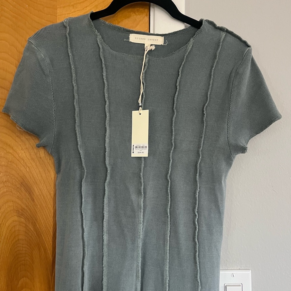 Gilded Intent Gray Ribbed Top